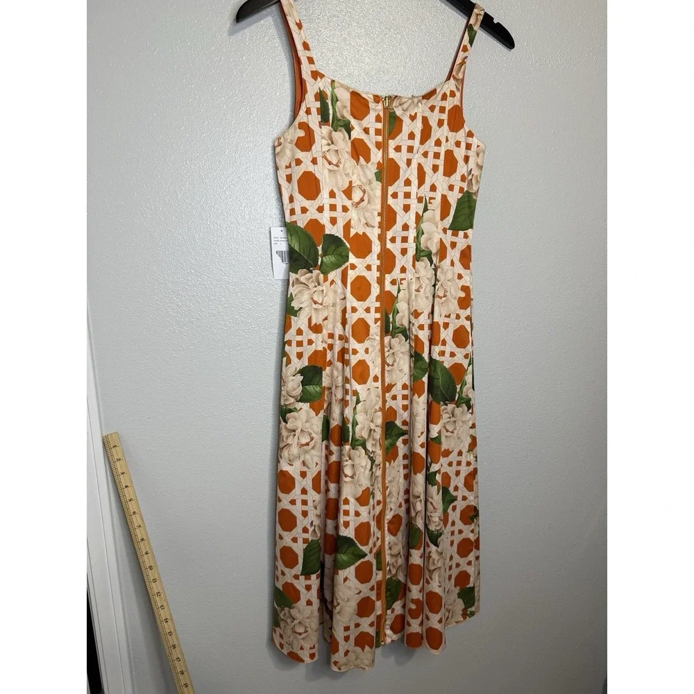 MESTIZA‎ NEW YORK YVETTE MIDI DRESS REVERSIBLE DOTTED FLORAL SUNKISSED SIZE 8 US